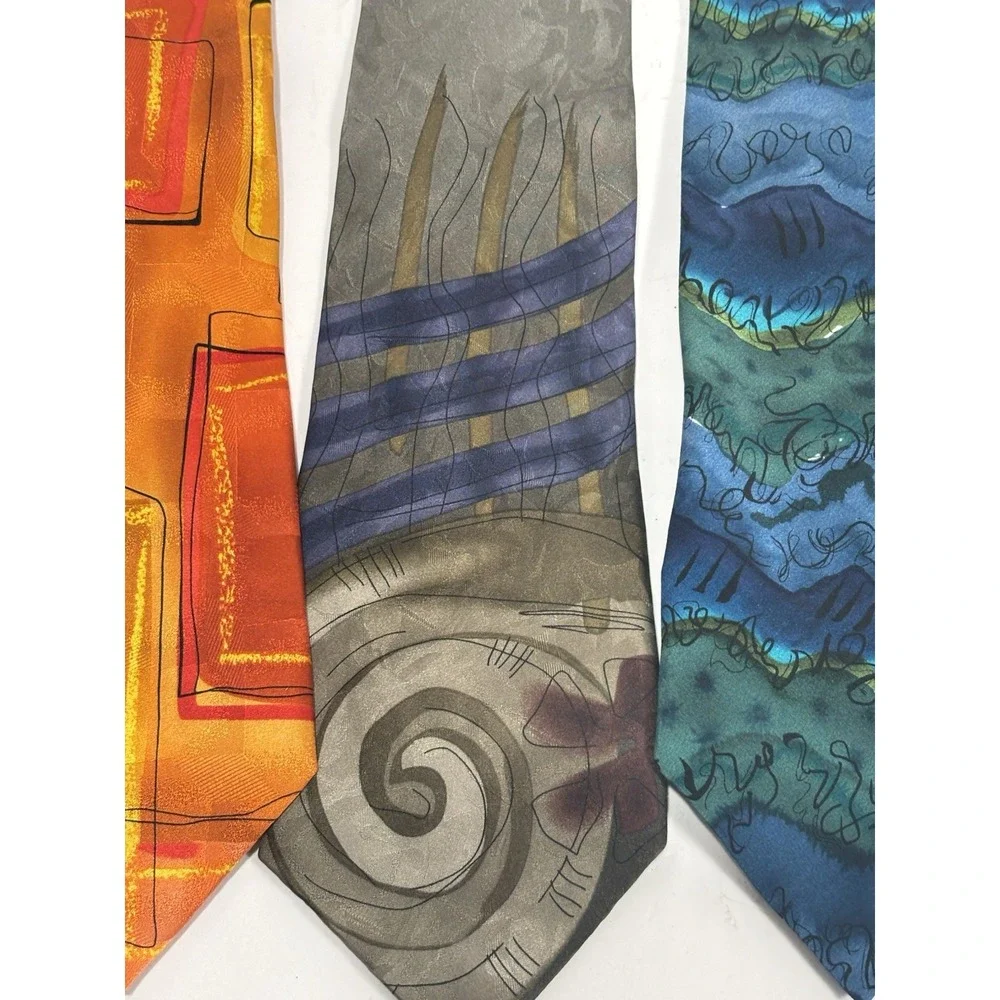 J. GARCIA Lot of 4 100% Silk Ties Watercolor Multicolor‎  Variates